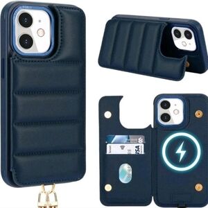 Case for iPhone Crossbody‎ Strap Flip Leather Wallet Case Deep Blue